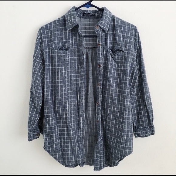 Brandy Melville Plaid Button Down Long Sleeve Top - Picture 3 of 6